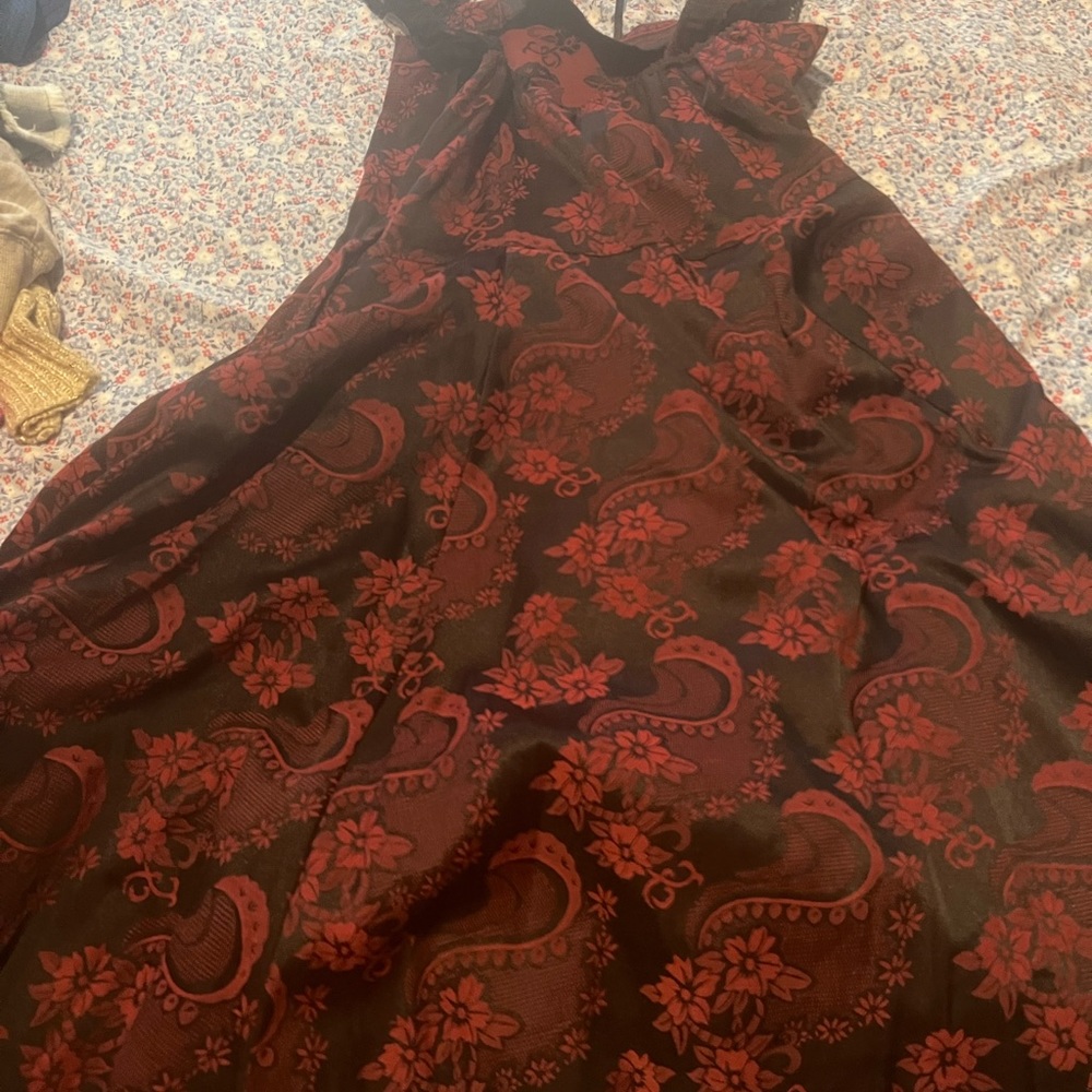 Red and black Paisley dress from hot topic hearts and roses USA size 10